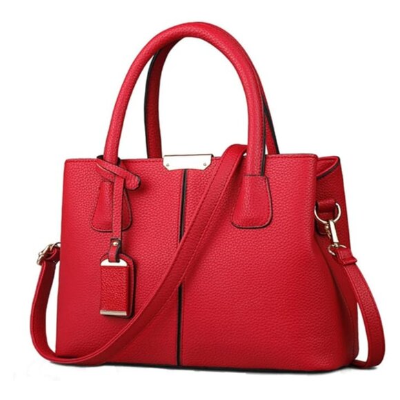 👜 NWT Red Structured PU Leather Handbag – Elegant & Functional free shipping - Picture 1 of 3